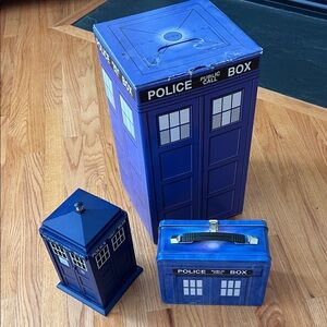 Doctor Who police call boxes. Lunchbox, storage container and paper box.  Dr who